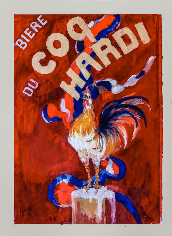 Esquisse publicitaire : Bière du Coq Hardi
