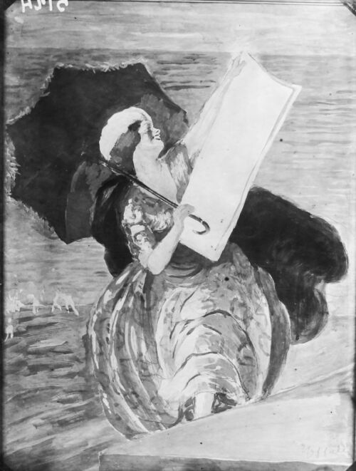 1920 - Une femme dans un environnement enchanteur de bord de mer