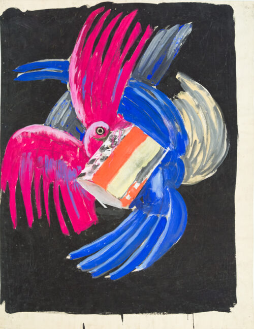 1926 ca. - Une tablette de chocolat est présentée au milieu d'ailes de perroquet multicolores. - Leonetto Cappiello