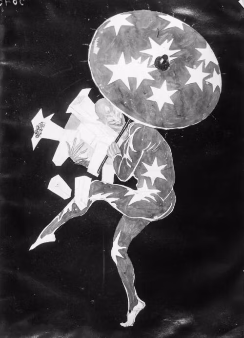1927 - Un danseur avec une combinaison bleue et des étoiles blanches