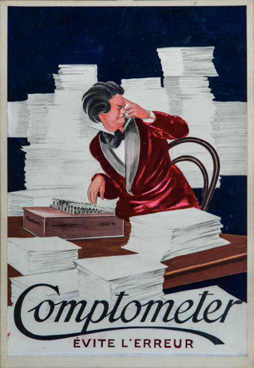 1921 - Un homme en robe de chambre fait d'innombrables calculs. Il se demande s'il n'a rien oublié.