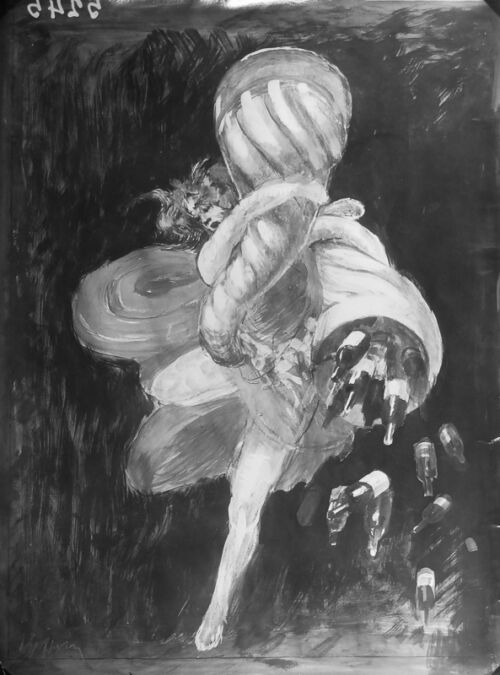 1922 - Une femme sert dans ses bras deux cornes d'abondance d'où tombent des boîtes de bonbons. - Leonetto Cappiello