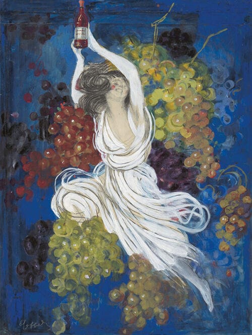 Esquisse publicitaire : Femme et raisins