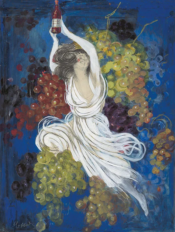 Advertising sketch: Woman and grapes