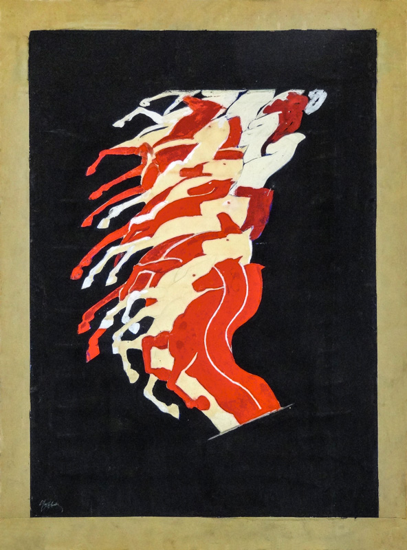 1937 - Des chevaux cabrés sortent du piston d'un moteur.