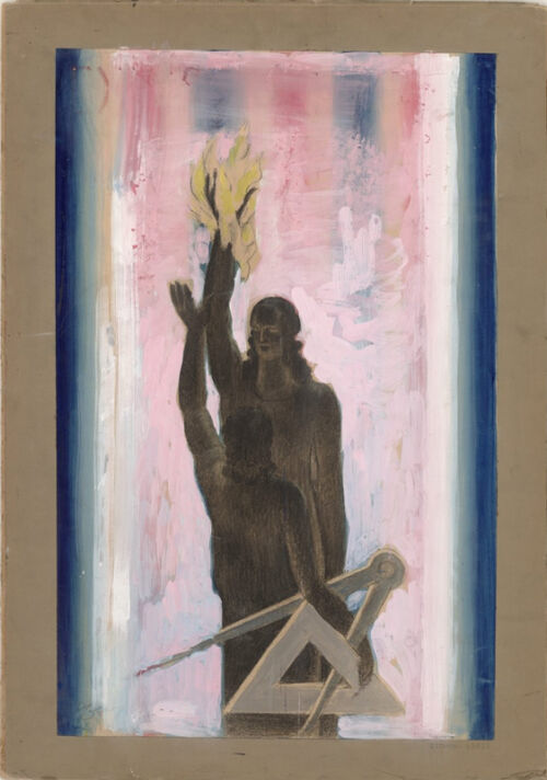 1937 - Deux femmes se font vis à vis. L'une brandit un flambeau