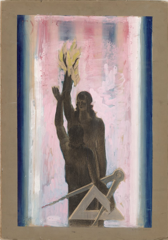 Variant 1937001E2 is closer to the final poster in terms of symbols: protractor compass