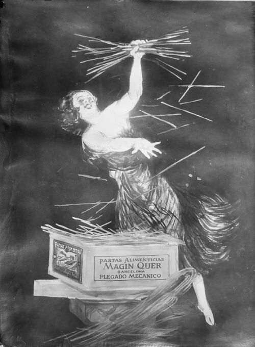1924 - Une femme joue avec des spaghettis.