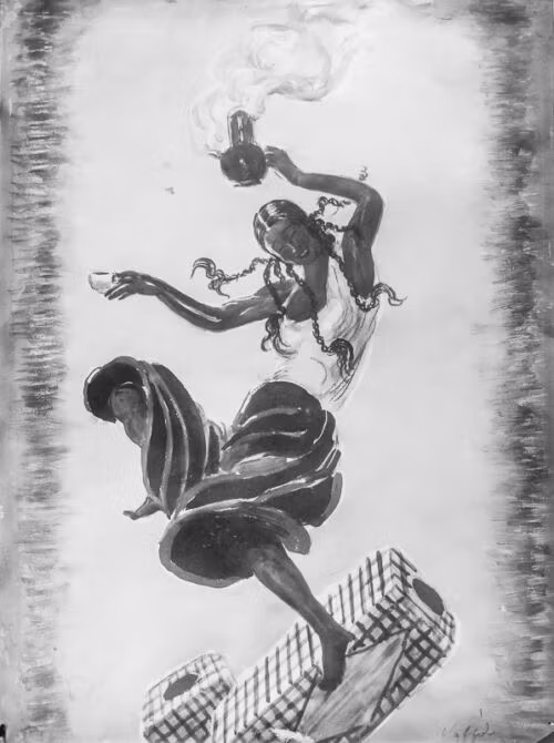 1926 - Une femme en apesanteur au-dessus de deux paquets de café