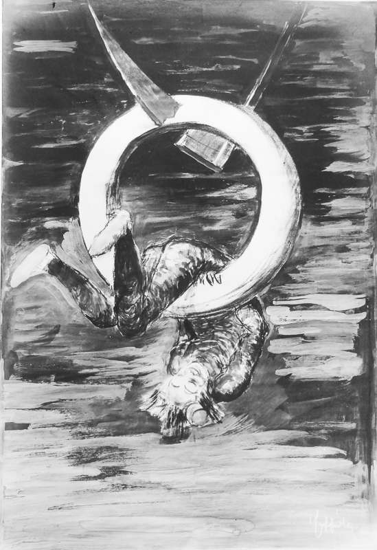 1920 - Un enfant s'amuse dans un pneu suspendu par la lettre G.