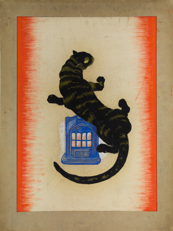 1927 - A giant salamander warms itself against a stove.