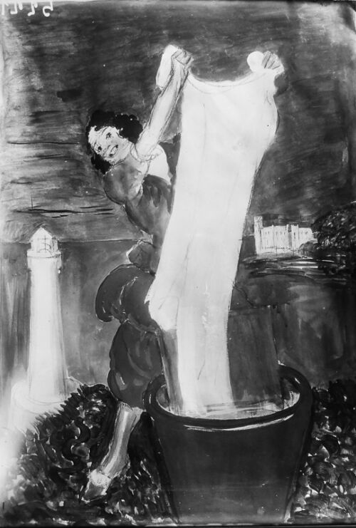 1922 - Une femme fait sa lessive au voisinage de la mer Méditerranée