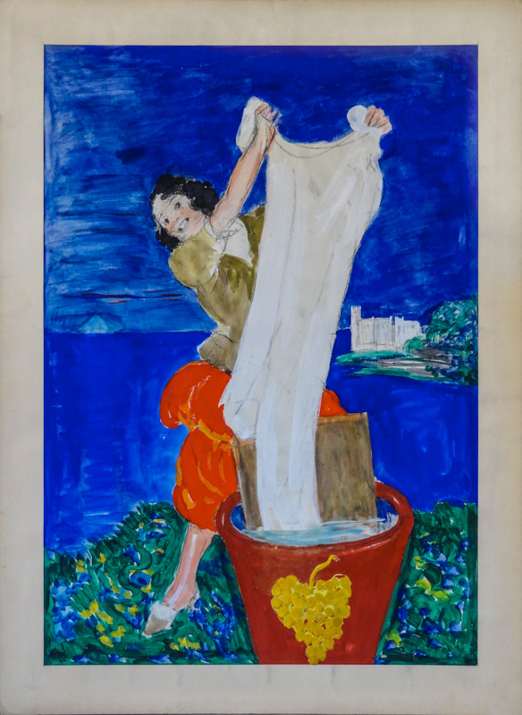 1922 - A woman does her laundry near the Mediterranean Sea