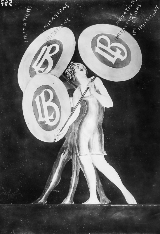 1928 - Deux personnages montrent leurs sous-vêtements à l'abri des agressions extérieurs sous une sorte d'ombrelle.