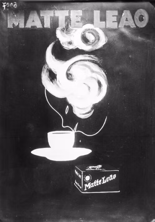 1931 - Un visage de femme esquissé porte une tasse à ses lèvres. Ses cheveux blancs sont autant de volutes de fumée. - Leonetto Cappiello