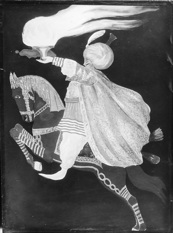 Advertising maquette: Turk on horseback