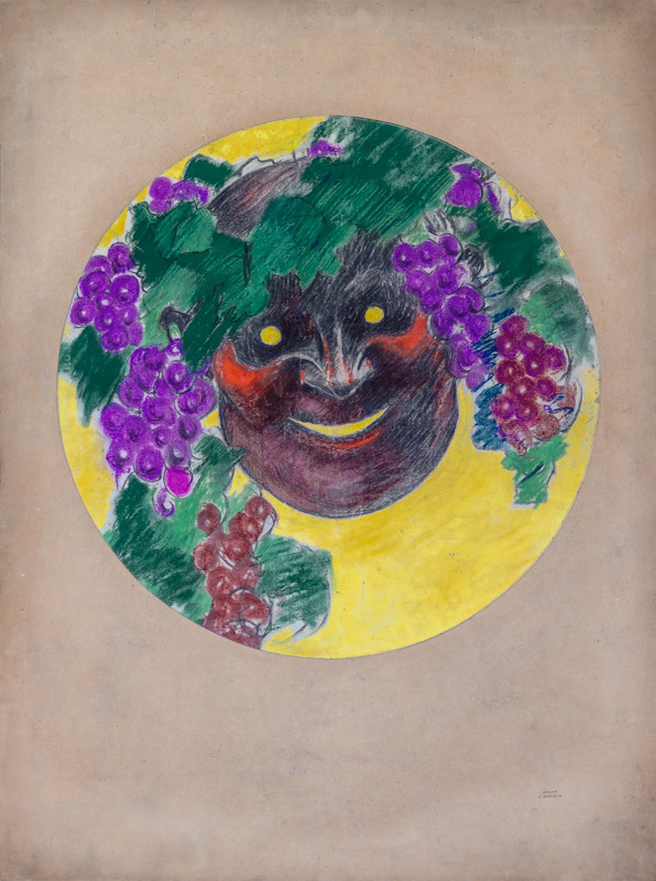 1903 - A faun's head smiles in a medallion. Vine branches serve as his hair. - Leonetto Cappiello
