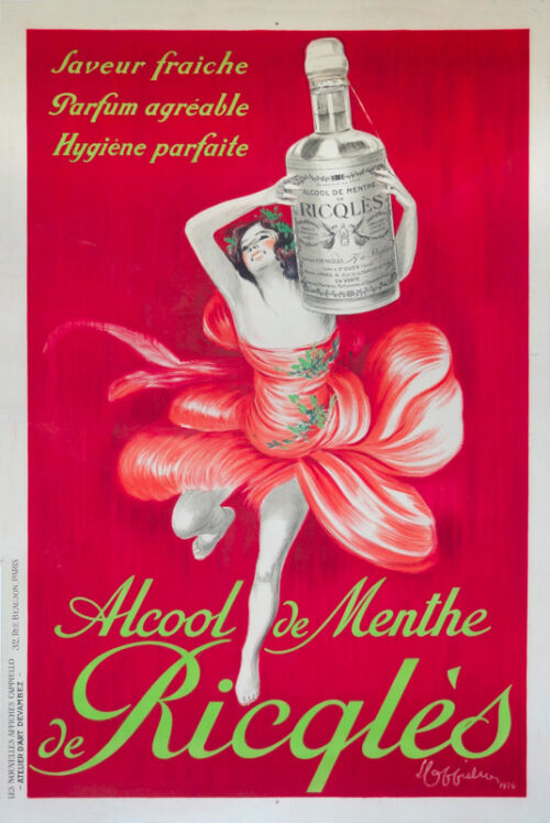 Lithographie publicitaire : Alcool de Menthe de Ricqlès