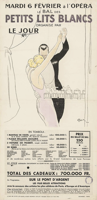 Lithographie publicitaire : Bal des Petits Lits Blancs