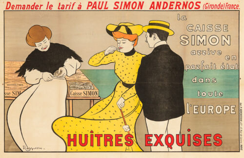 Lithographie publicitaire : Caisse Simon (La) / Huitres Exquises