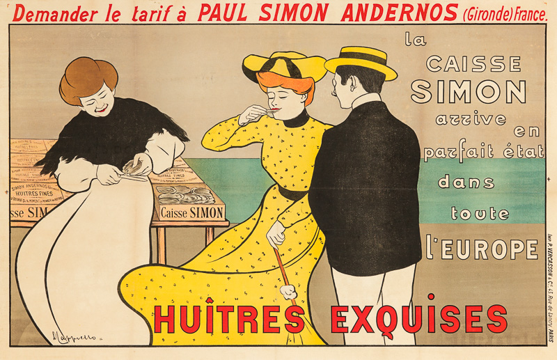 Lithographie publicitaire : Caisse Simon (La) / Huitres Exquises