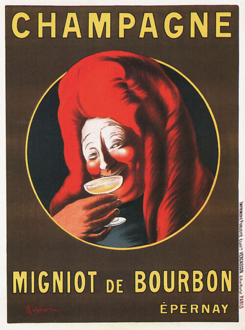 Lithographie publicitaire : Champagne Migniot de Bourbon