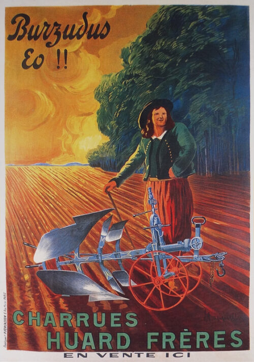 Lithographie publicitaire : Charrues Huard Frères