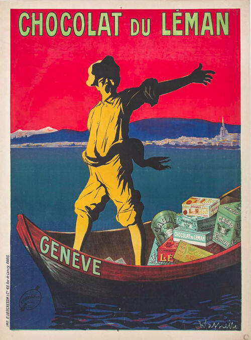 Lithographie publicitaire : Chocolat du Léman