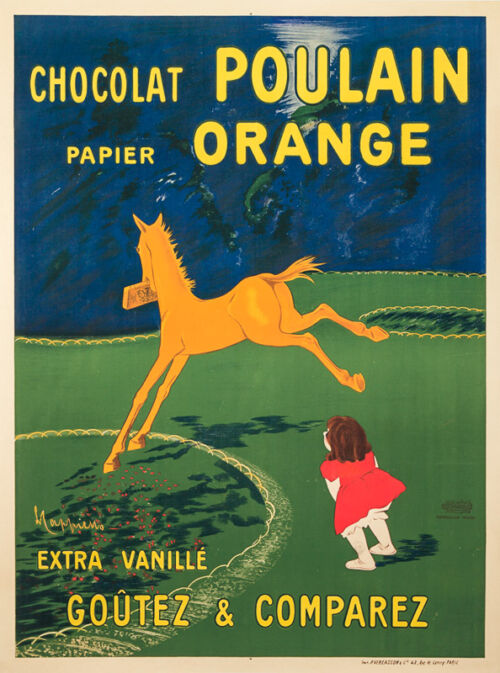 Lithographie publicitaire : Chocolat Poulain Orange