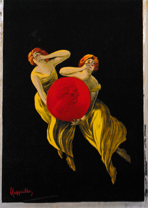 1909 - Deux femmes aériennes fument une cigarette en présentant l'effigie de Bartolomé Mitre. - Leonetto Cappiello
