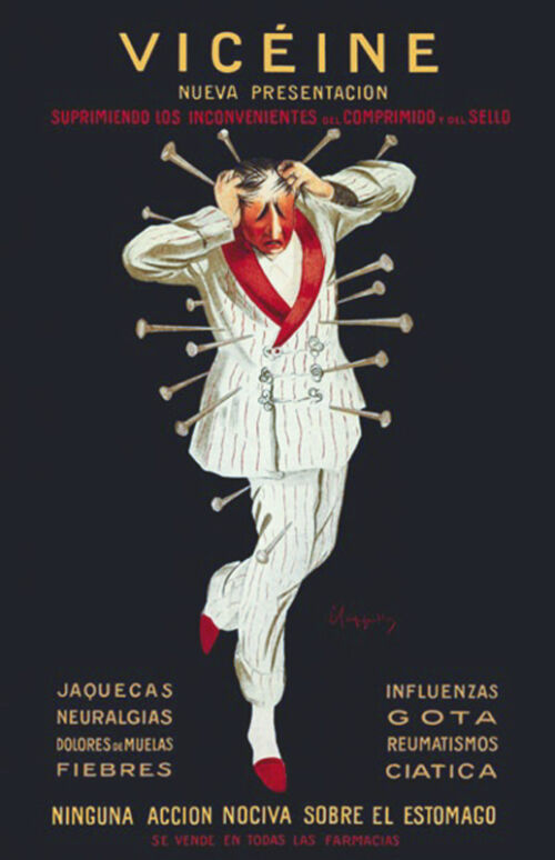 1909 ca. - Un homme en pyjama vert (symbole de maladie) se tient la tête entre les mains