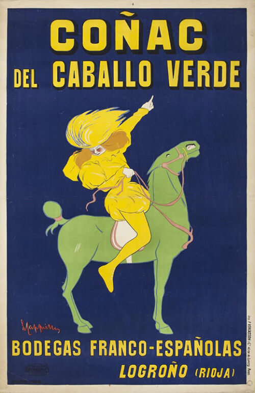 Lithographie publicitaire : Coñac del Caballo Verde