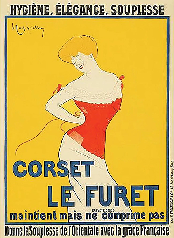 1901 - Une femme blonde prend plaisir à serrer son corset pour avoir une taille fine.