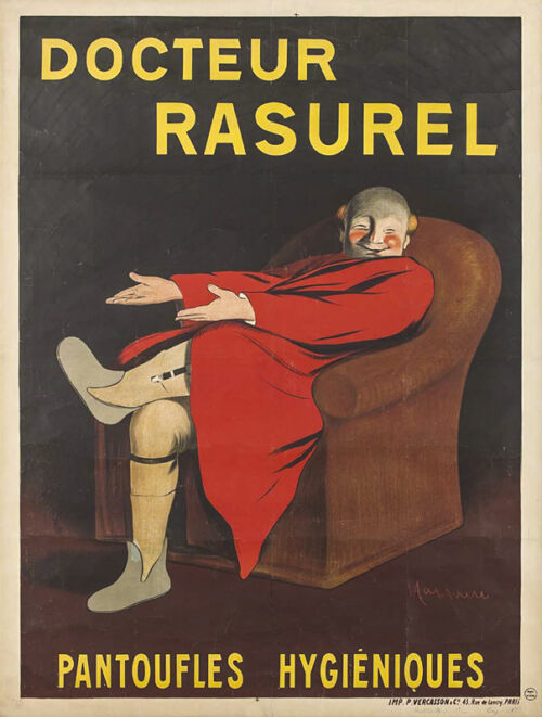 Lithographie publicitaire : Docteur Rasurel / Pantoufles