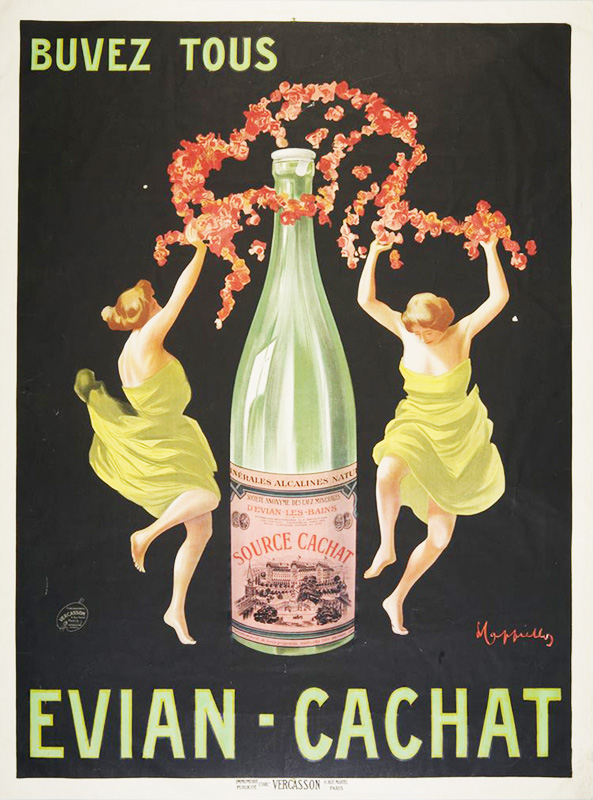 Advertising lithograph: Evian-Cachat