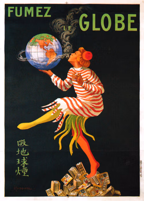 Lithographie publicitaire : Fumez le Globe