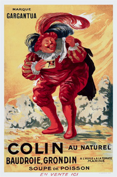 1913 - Un ogre sort un poisson d'une boîte de conserve et s'apprête à le manger avec voracité. - Leonetto Cappiello