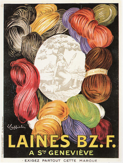 Lithographie publicitaire : Laines B.Z.F.