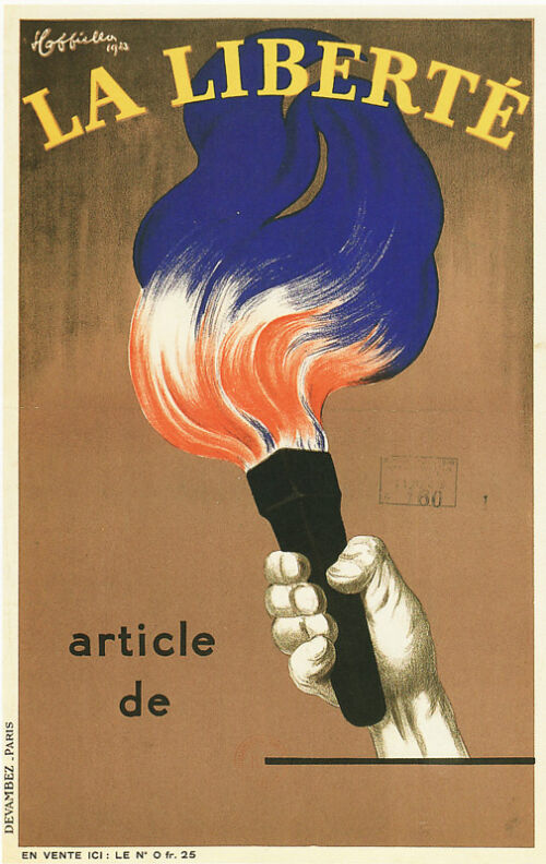 1933 - Une main d'homme brandit une torche allumée aux couleurs de la France. - Leonetto Cappiello