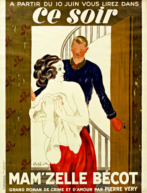 Lithographie publicitaire : Mam'Zelle Bécot / Ce Soir