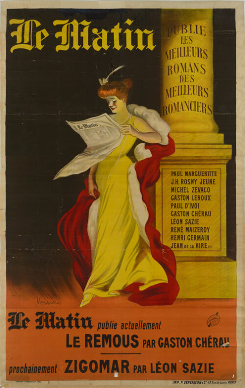 1910 - Une femme élégante adossée à une colonne portant les caractéristiques du Matin