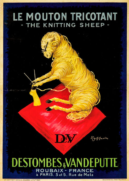 Lithographie publicitaire : Mouton Tricottant (Le)