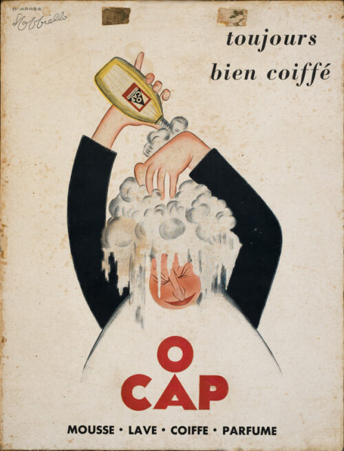 1930 - Un homme se lave les cheveux en fermant bien les yeux. - Leonetto Cappiello