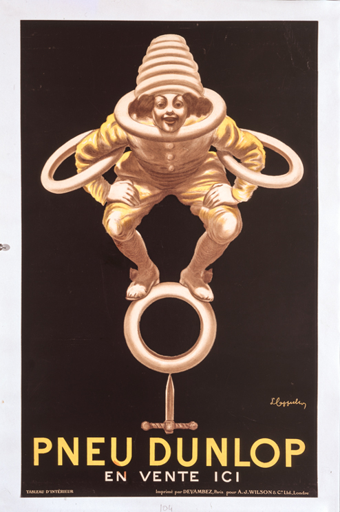 Lithographie publicitaire : Pneu Dunlop