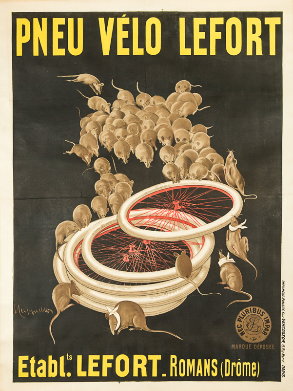 Lithographie publicitaire : Pneu Vélo Lefort