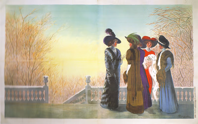 1910 - Four elegant women on a terrace
