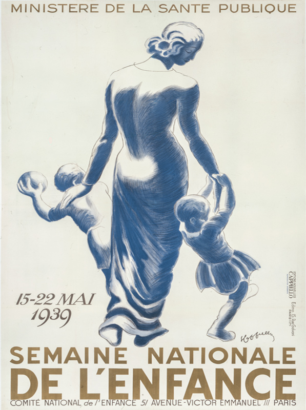 L'affiche est bleue sur fond blanc avec des lettres couleur dorée. Ceci augmente le sobriété du sujet. - Leonetto Cappiello