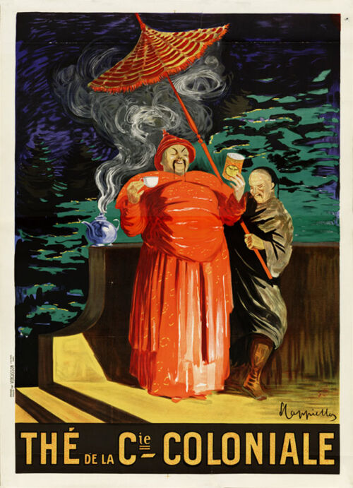 Lithographie publicitaire : Thé de la Cie. Coloniale