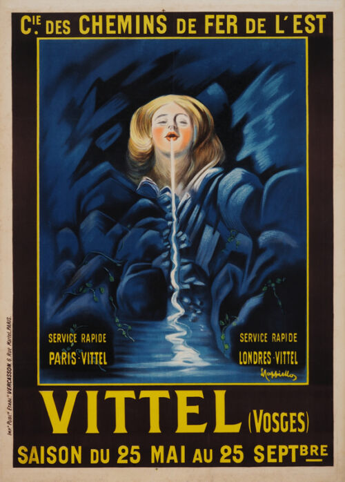 1912 ca. - D'une tête de jeune femme dans les rochers s'écoule l'eau de Vittel. - Leonetto Cappiello