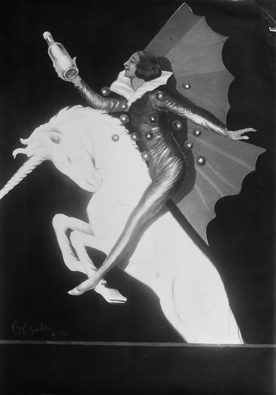 1925 - Un homme juché sur une licorne